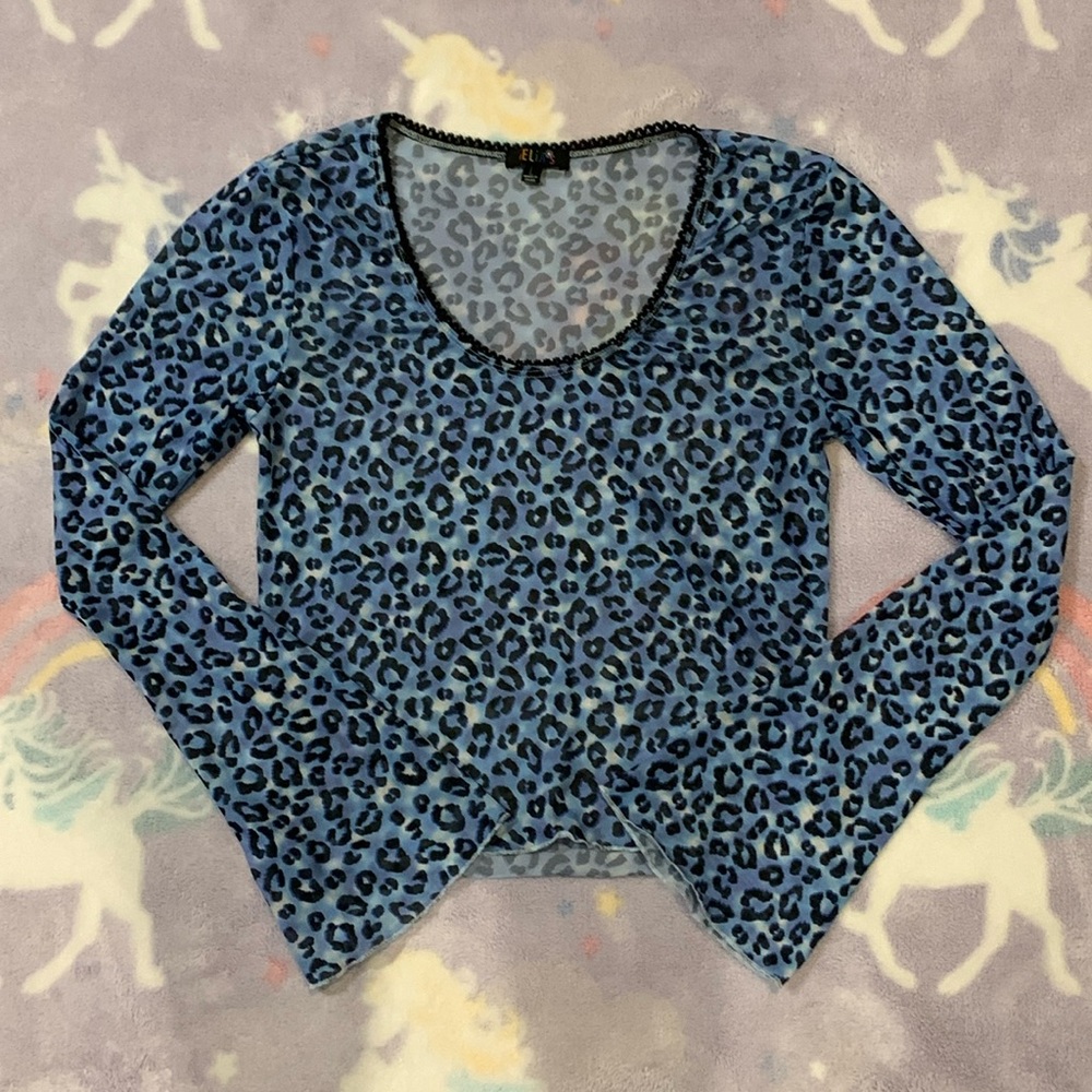 dELiA*s Sheer Blue Cheetah Print Crop Top